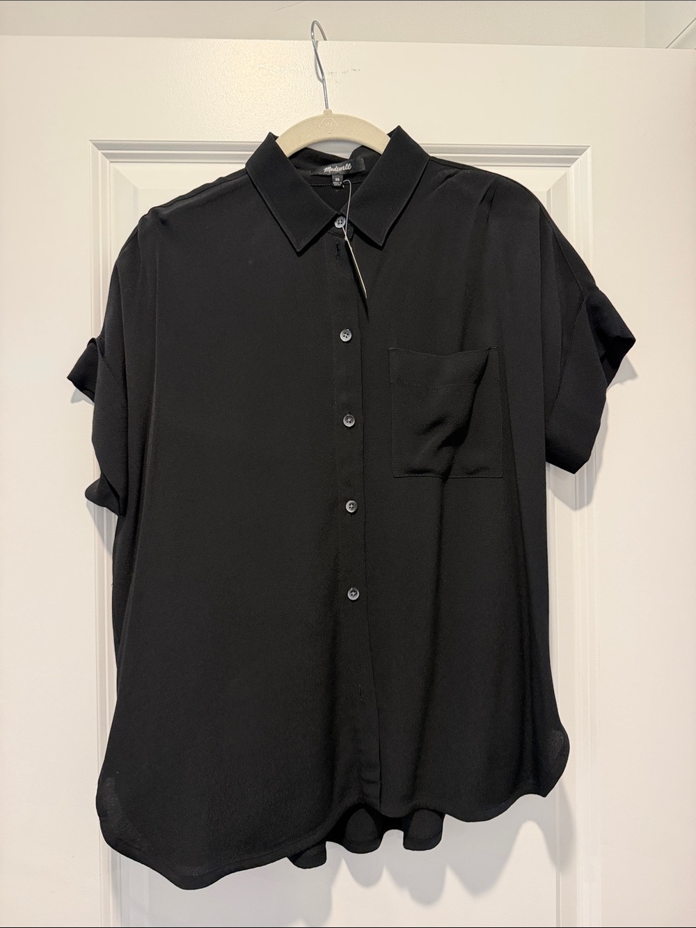 Madewell Black Short-Sleeve Button-Down Shirt